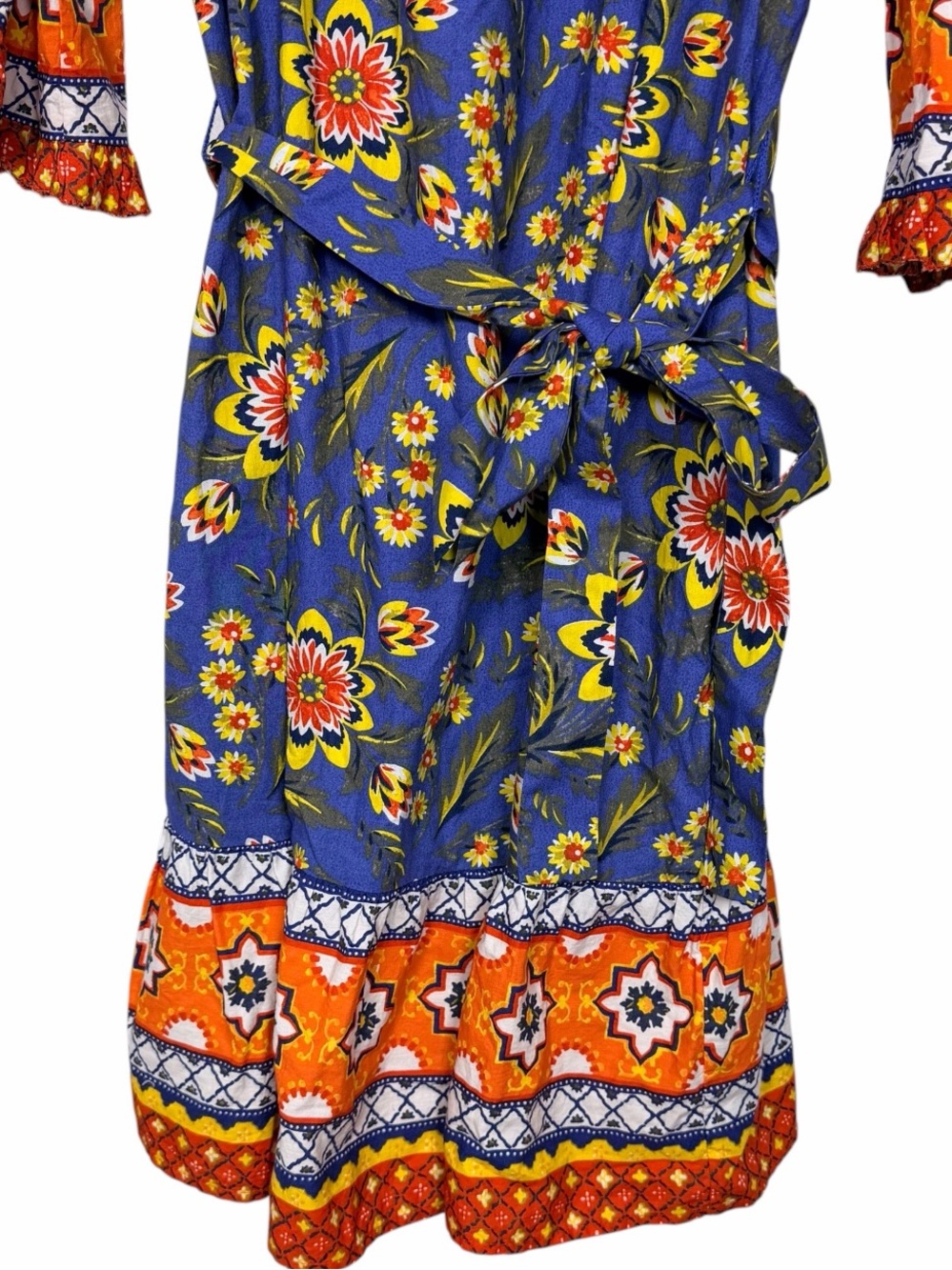 Joie Chloris Baja Blue Cotton Floral Mini Dress L Off Shoulder Boho - Picture 9 of 12